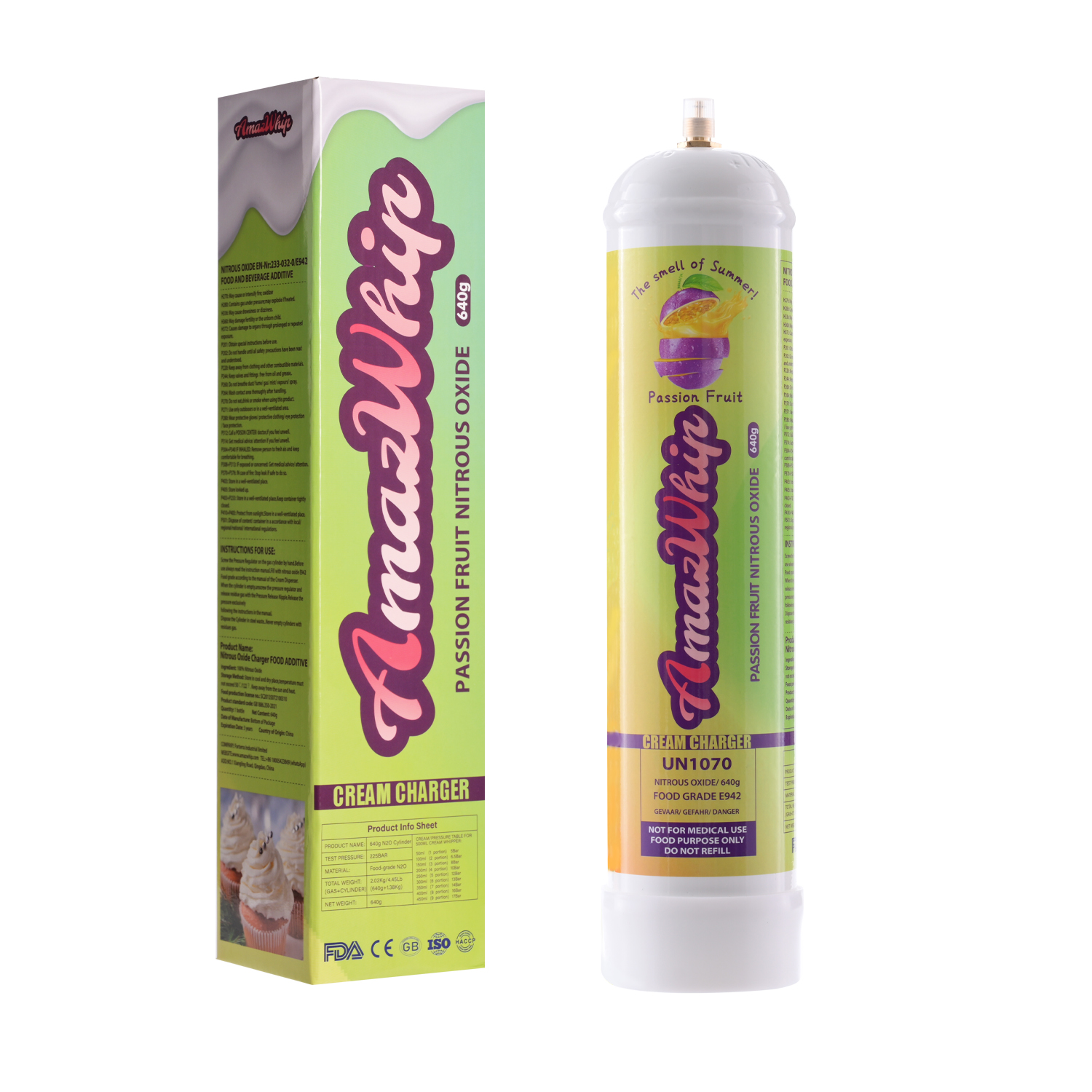 AmazWhip 640g 0.95L Passion Fruit Flavor N2O Cream Charger