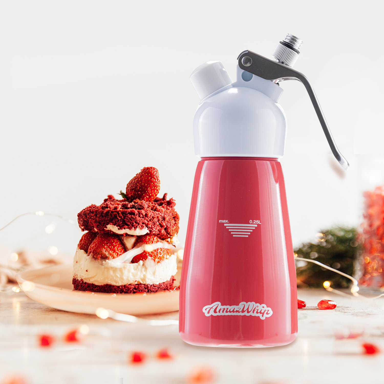 Cream Dispenser 250ml rose red